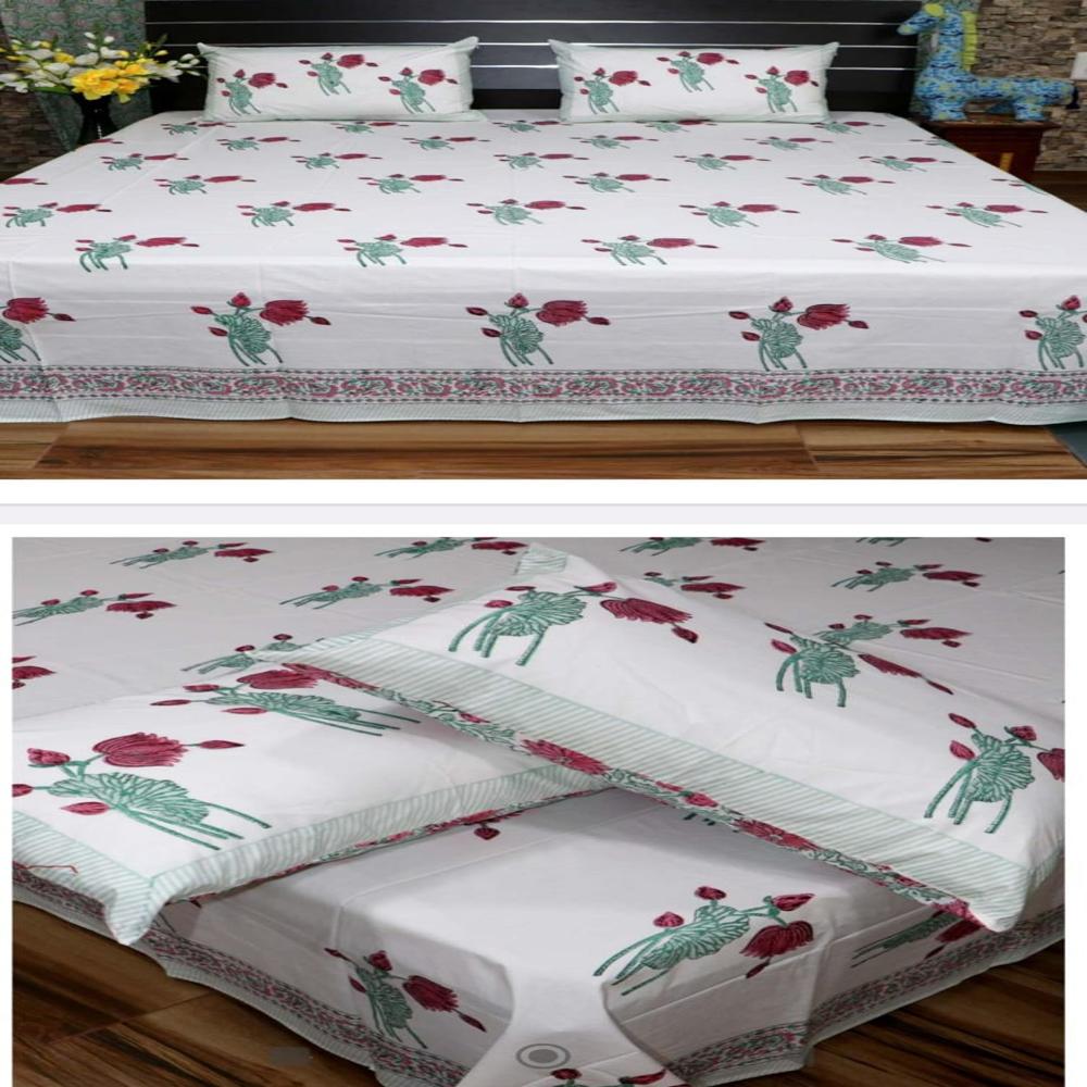 Hand Print Cotton Bedsheet - Density: 2000 Gram Per Cubic Centimeter(g/cm3)