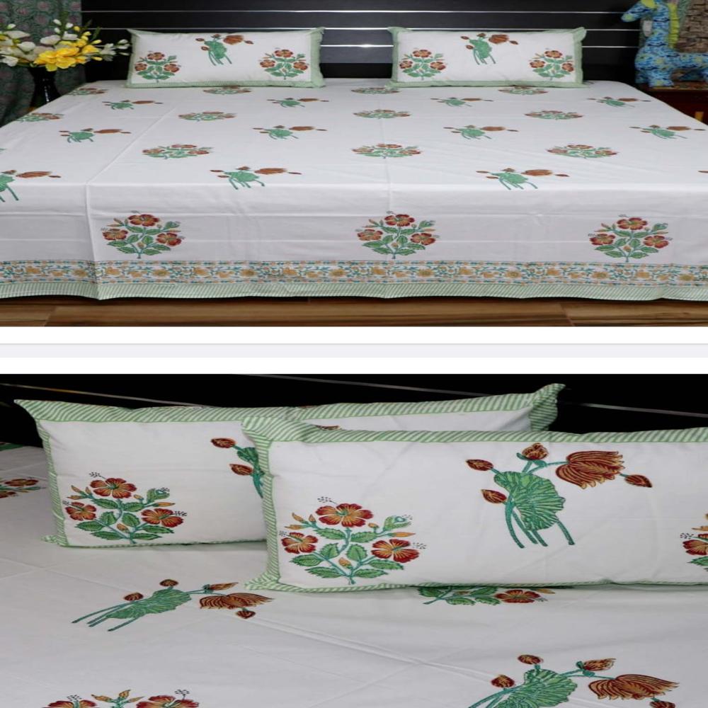 Hand Print Cotton Bedsheet - Density: 2000 Gram Per Cubic Centimeter(g/cm3)