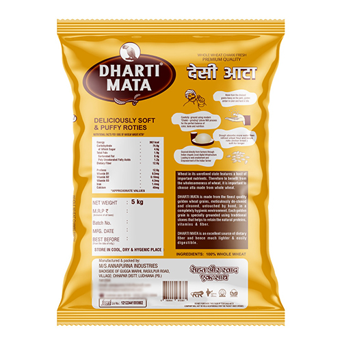 5 Kg Premiuim Quality Whole Wheat Chakki Fresh Atta - Color: Multiple