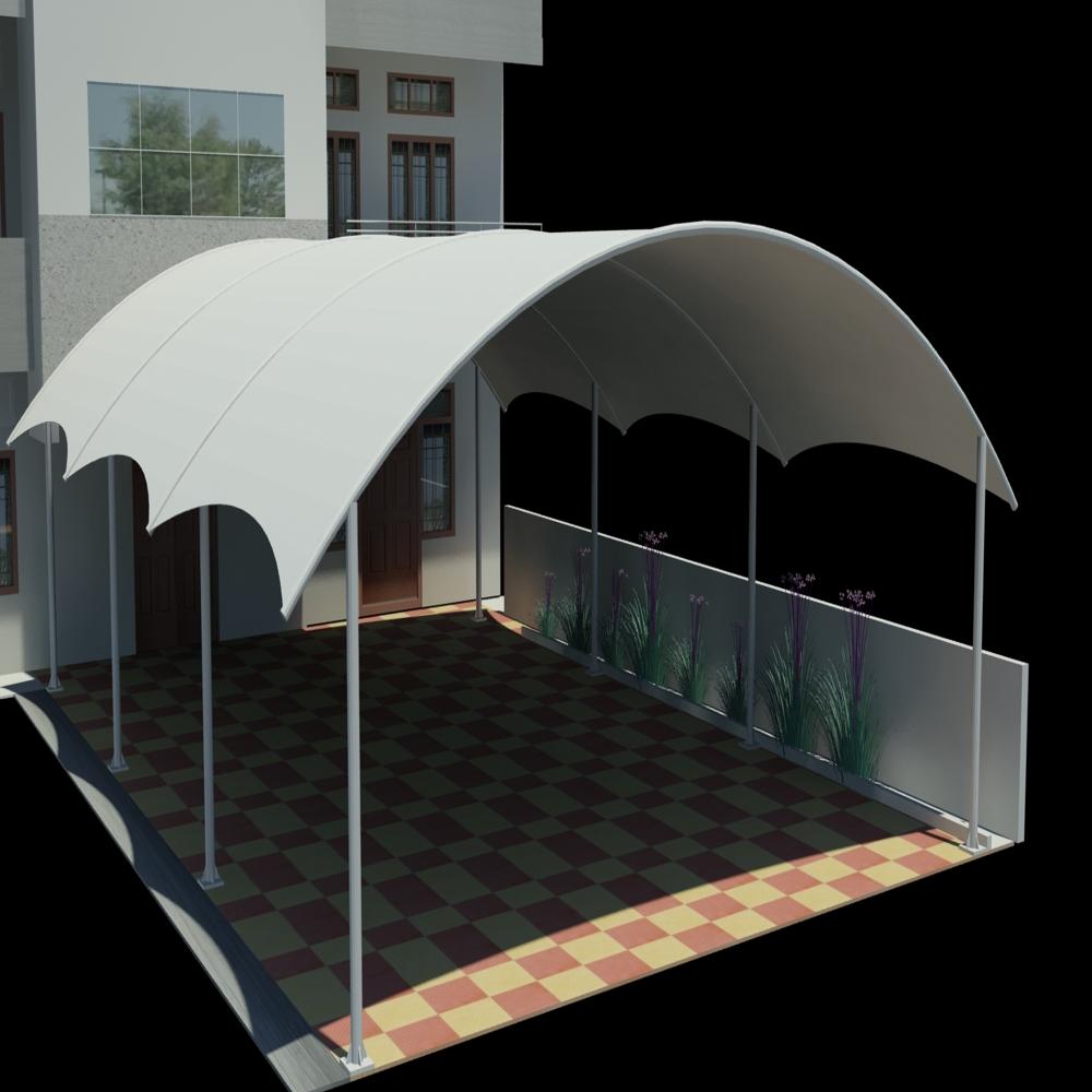 Tensile Roof Structure - Polyester Material, White Canopy, Aluminum Poles | Modular Design, Waterproof, Free Standing