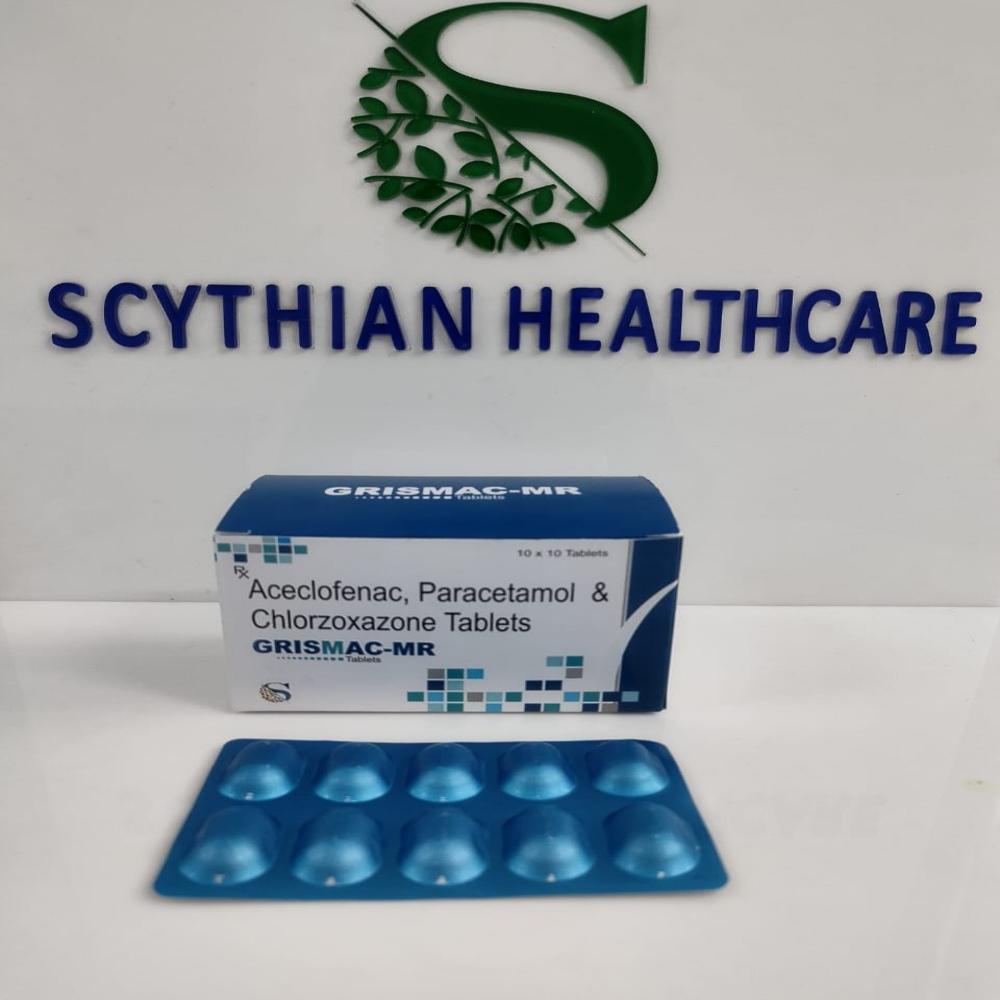 Aceclofenac 100mg + Paracetamol 325mg + Chlorzoxazone 250mg Tablet - White, Oral, Blister Pack 10x10, Nsaid Analgesic Muscle Relaxant