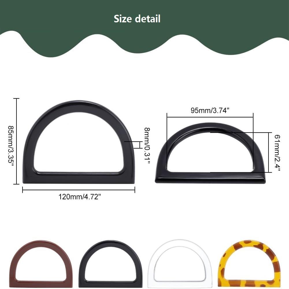 Plastic D Shape Purse Handles Unique Leopard Pattern Handles Replacement for Summer Straws Beach Handbags Making E25418-1