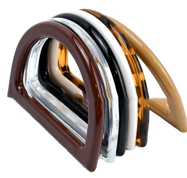 Plastic D Shape Purse Handles Unique Leopard Pattern Handles Replacement For Summer Straws Beach Handbags Making E25418-1 - Size: 4.7x3.3 Inch