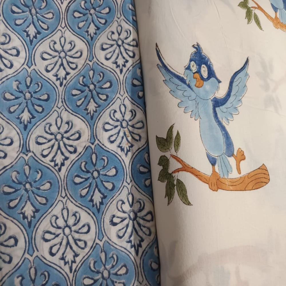Hand Block Printed Fabric - Color: Blue