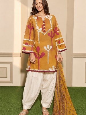 Ladies Silk Off-Shoulder Indo-Western Dress With Plazo Style - Color: Orange