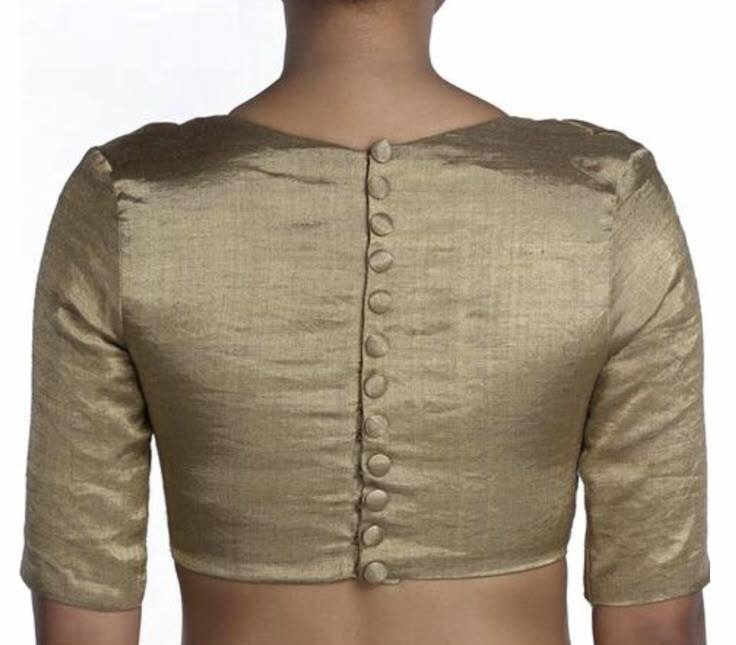 Ladies Silk V-Neck Half Sleeve Blouse With Buttons - Design: Plain