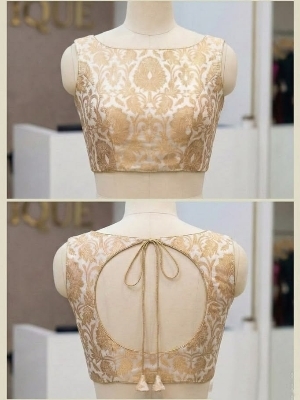 Ladies Silk V-Neck Half Sleeve Blouse With Buttons - Design: Plain