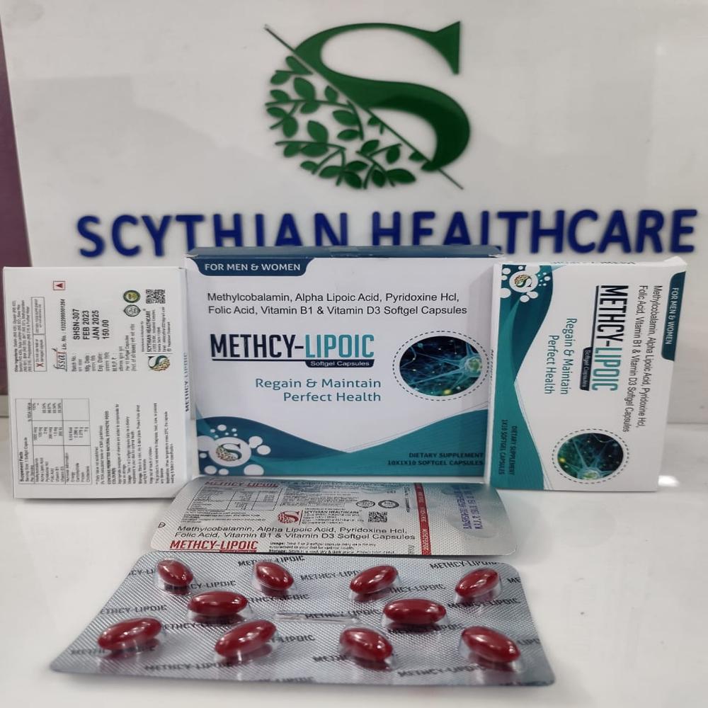 Methylcobalamin +Alpha Lipoic  Acid +Pyridoxine HCL + Folic Acid  +Vitamin B1 & Vitamin D3 Softgel  capsules