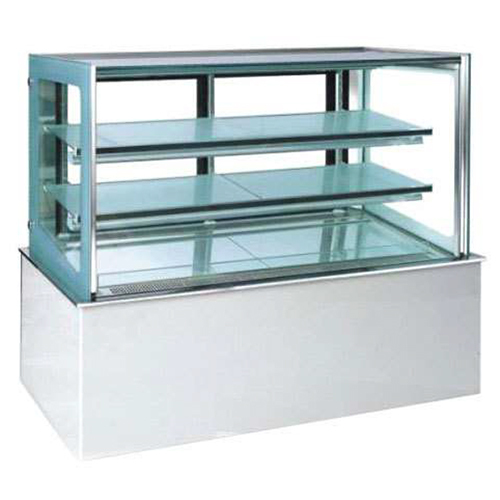 Straight Glass Display Counter With Airflow Cooling With Corian Base