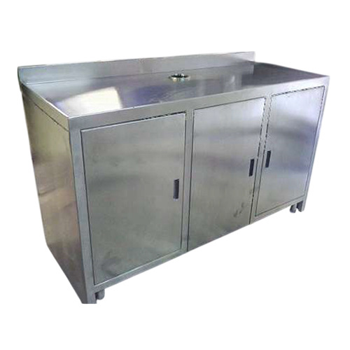 Working Table With Doors - Color: Silver