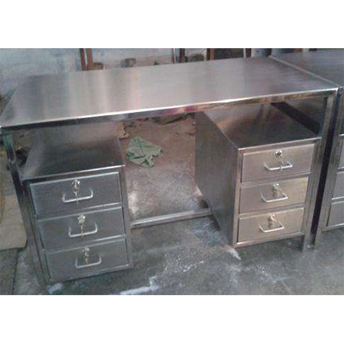 Working Table With Two Side Drawers - Color: Silver