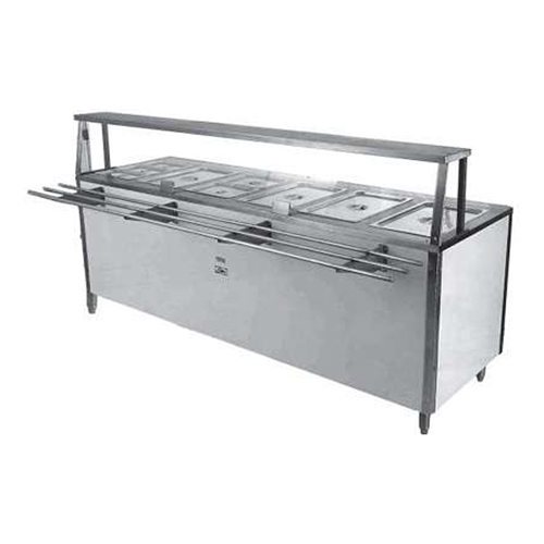 Bain Marie With Tray Slide And Over Head Shelf - Color: Silver