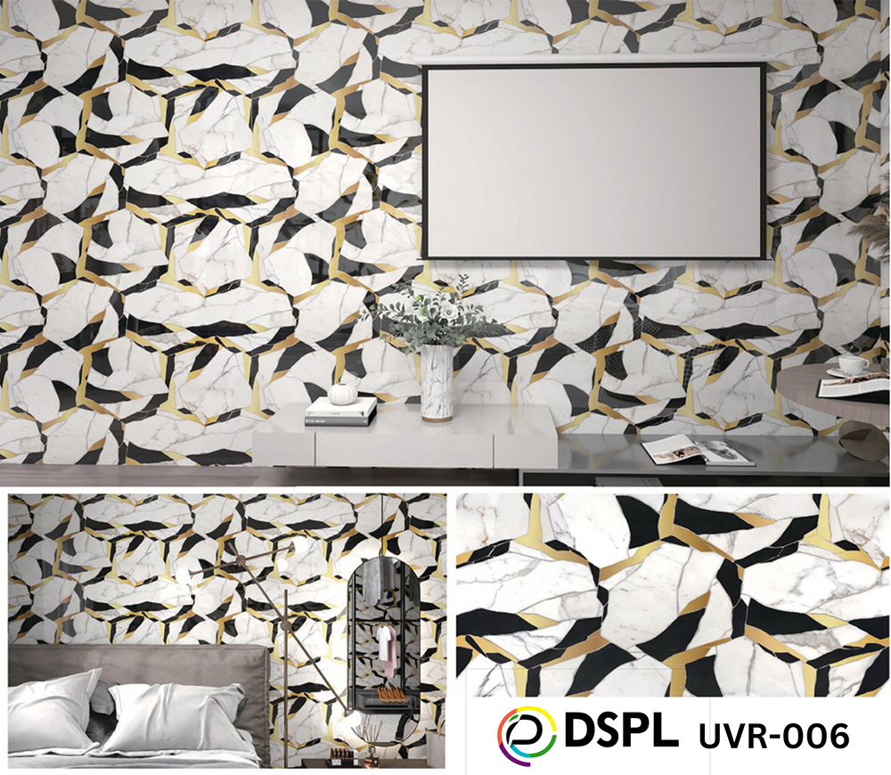Uvr-006 10X4 Uv Marble Roll With Gold Foil Wall Sticker - Color: Different Available