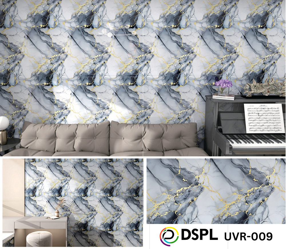 Uvr-009 10X4 Uv Marble Roll With Gold Foil Wall Sticker - Color: Different Available