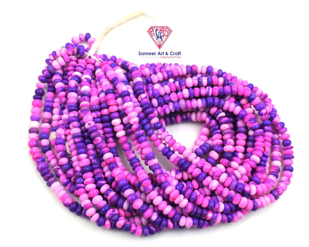 Handmade Rondelle Shape Purple Bubble Beaded Strands