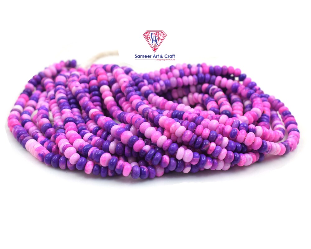 Handmade Rondelle Shape Purple Bubble Beaded Strands
