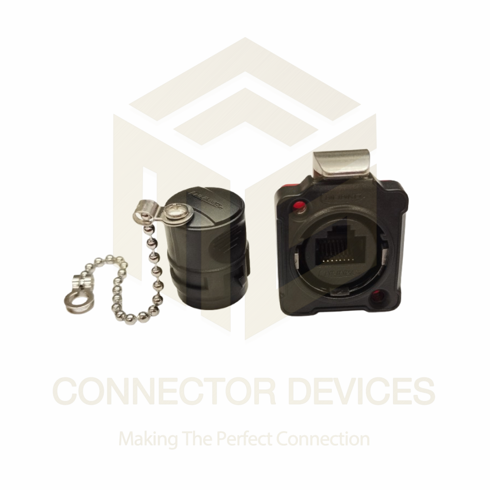 BD24 RJ45 Cat5e Female Socket IP67 Plastic Shell Waterproof Ethernet Connector