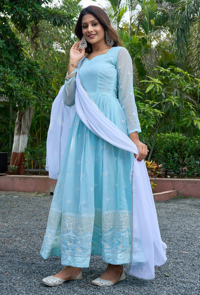Eagle Anarkali Gown With Dupatta - Color: Different Available
