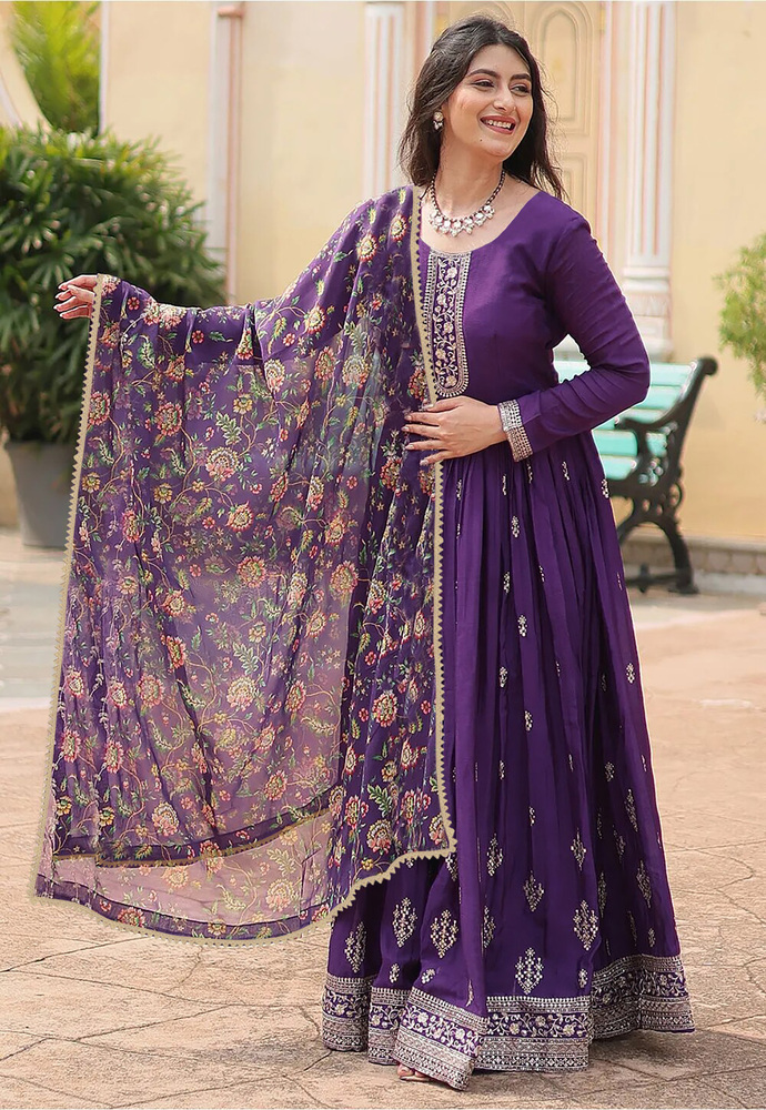 Purple Anarkali Gown - Color: Different Available