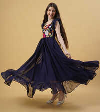 Embroidery Work Solid Flare Gown