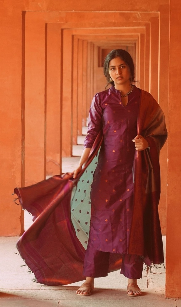 Ornet Jacquard Silk Kurta Set