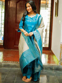 Sky Blue Color Rasmalai  Suit - Bust Size: 32-40 Inch (in)