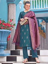 Roman Silk Kurta Set - Color: Blue