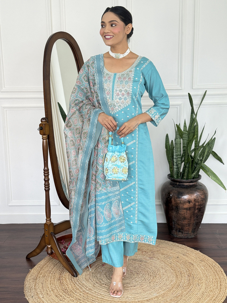 Sky Blue Color Rutva Suit - Color: Different Available