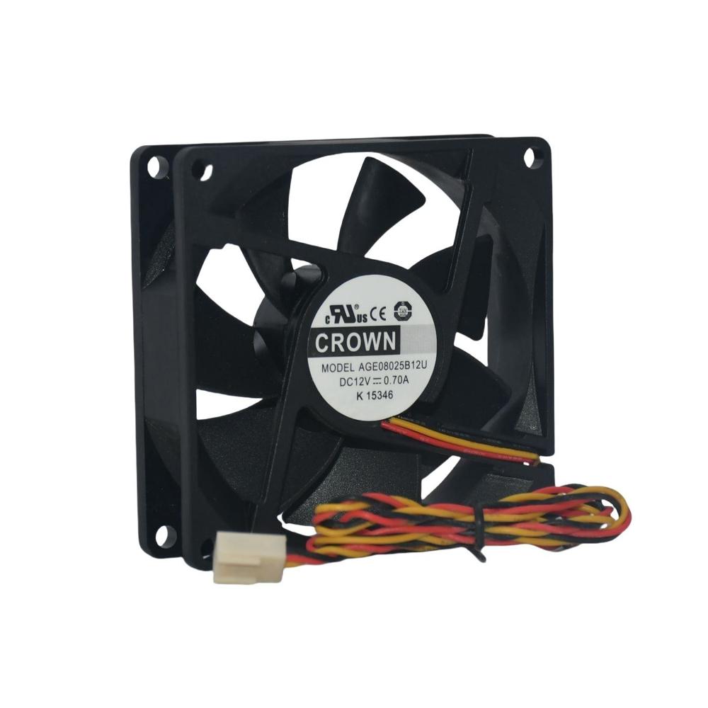 CROWN AGE08025B12U 80mm DC12V Axial Flow Cooling Fans Electric Fans with Plastic Blades Cooling Fan