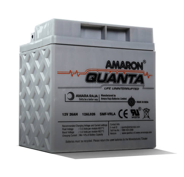 Amaron Quanta 26Ah Inverter Battery - Features: Low Maintenance