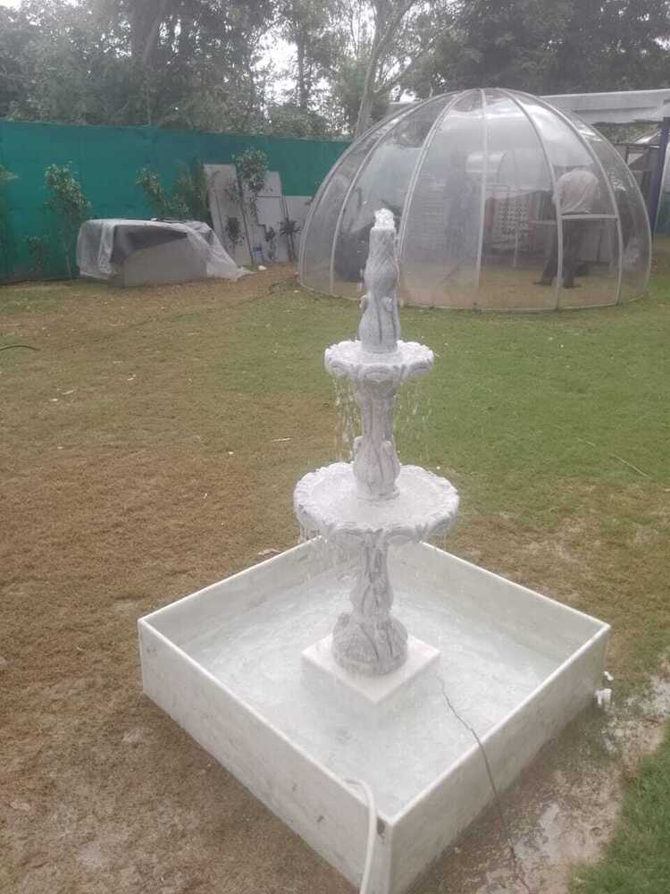 White Marble Water Fountain - Color: As Per Requirement