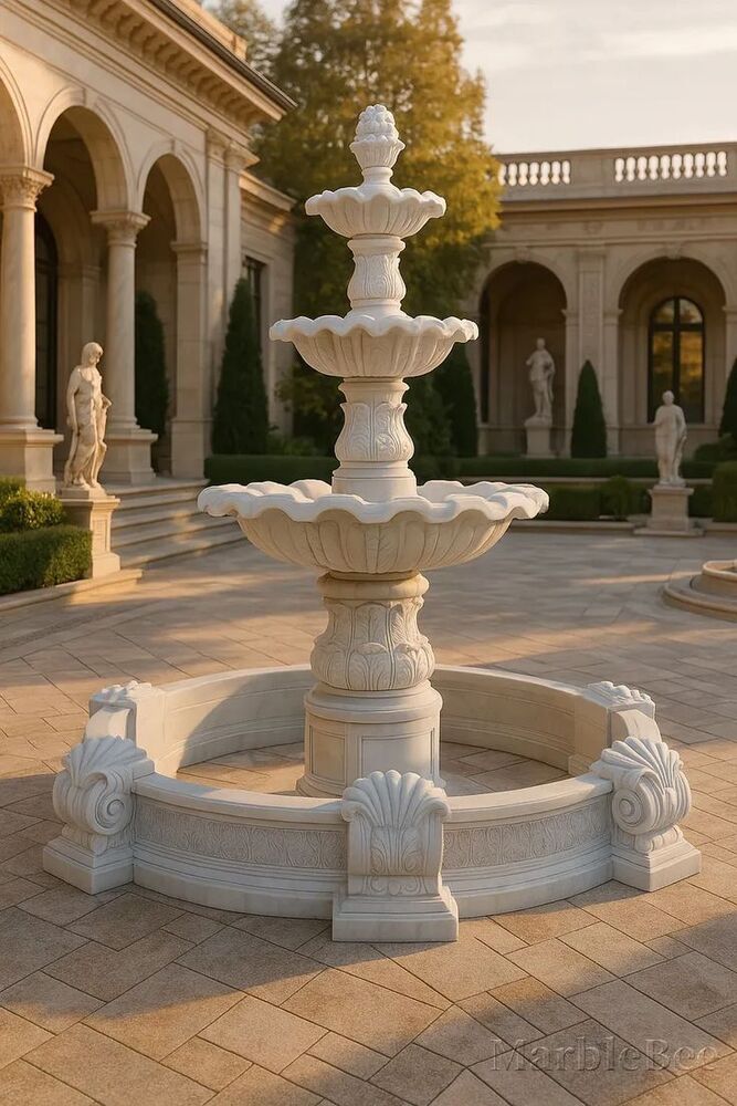 White Marble Outdoor Garden Fountain - Color: As Per Requirement
