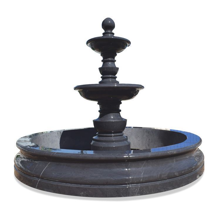 Black Stone Three-Tiered Water Fountain - Color: As Per Requirement