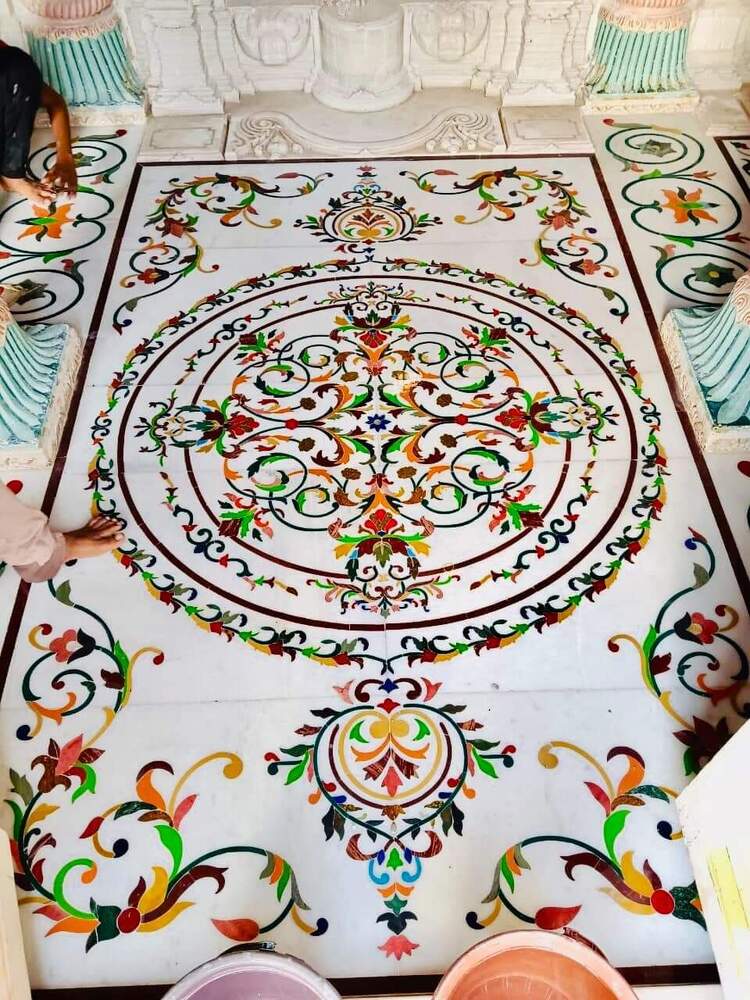 Onyx Petal Marble Inlay Flooring - Color: Different Available