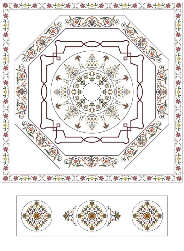 Italian Marble Inlay Flooring - Color: Different Available