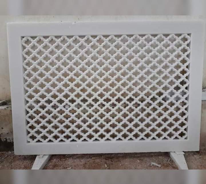 Natural Carved White Stone Jali - Design Type: Attractive
