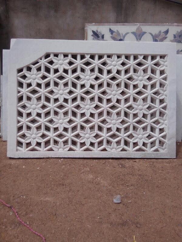 Flower Carved Marble Jali - Design Type: Attractive