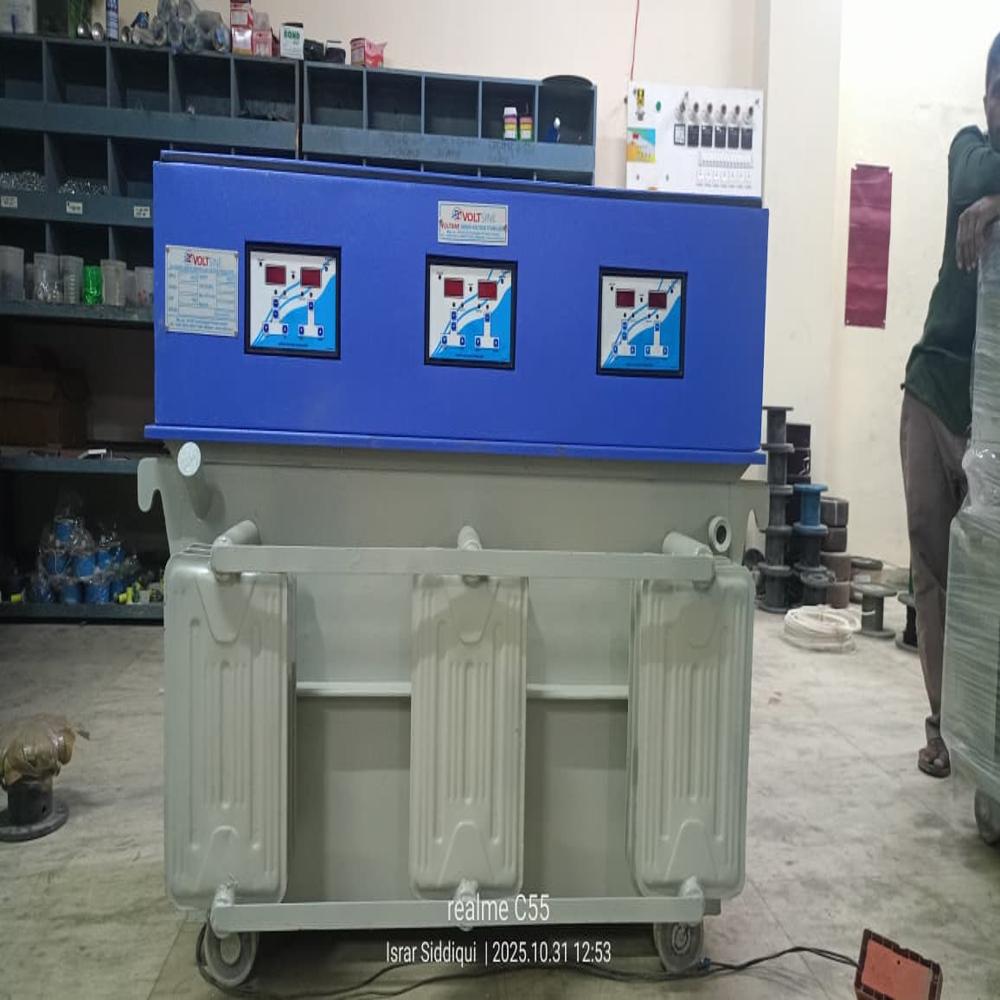 Automatic Voltage Stabilizer - 25 Kva Rated Power, Dc To Ac Current Type, Manual Control System, High Efficiency, 1-year Warranty | Real-time Voltage Display