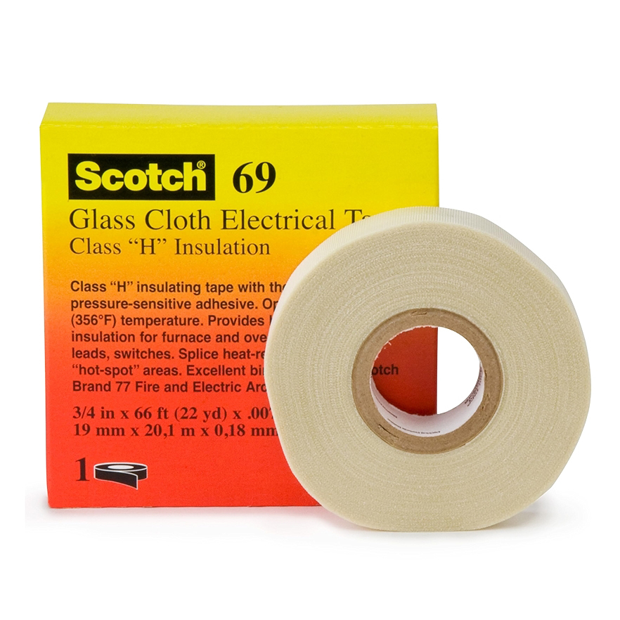 Scotch 69 Class H Glass Cloth Tape - Color: White