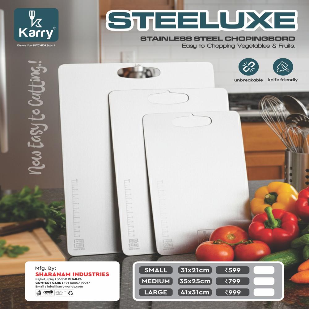 Steeluxe स्टेनलेस स्टील (S.S.) चॉपिंग कटिंग बोर्ड छोटा (31/21 CM)