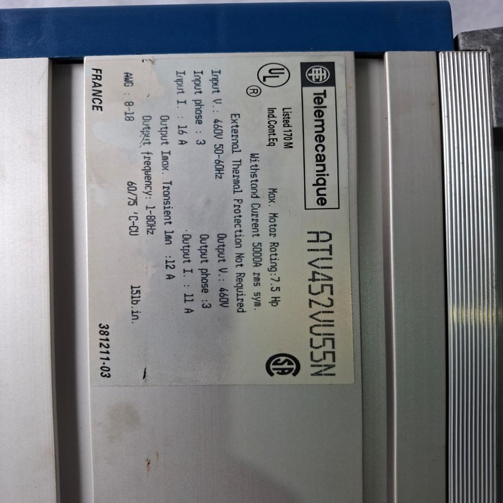 Telemecanique Atv452vu55n Altivar Drive Atv452vu55n - Application: Industrial