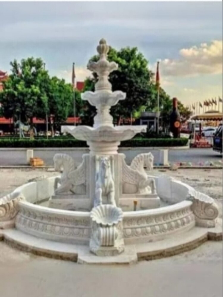 White Marble Fountain - Color: Multi