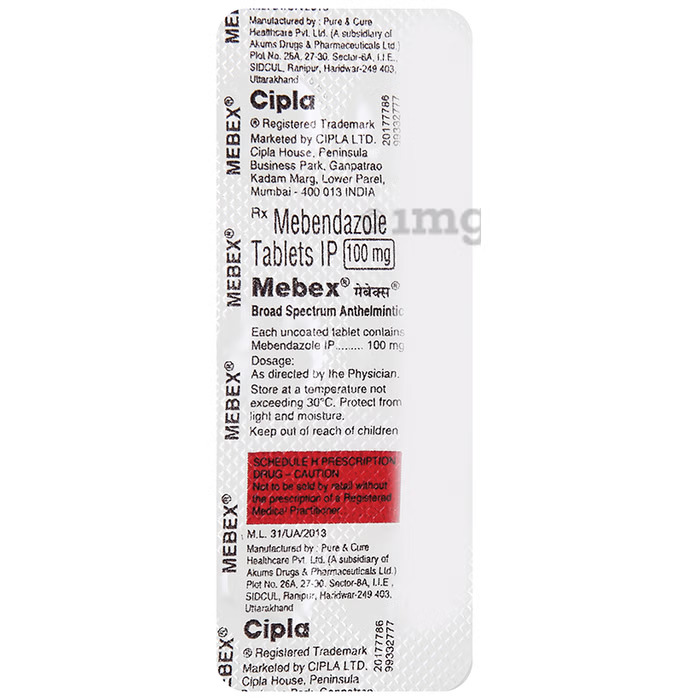 Mebendazole Tablets 100 Mg - Drug Type: General Medicines