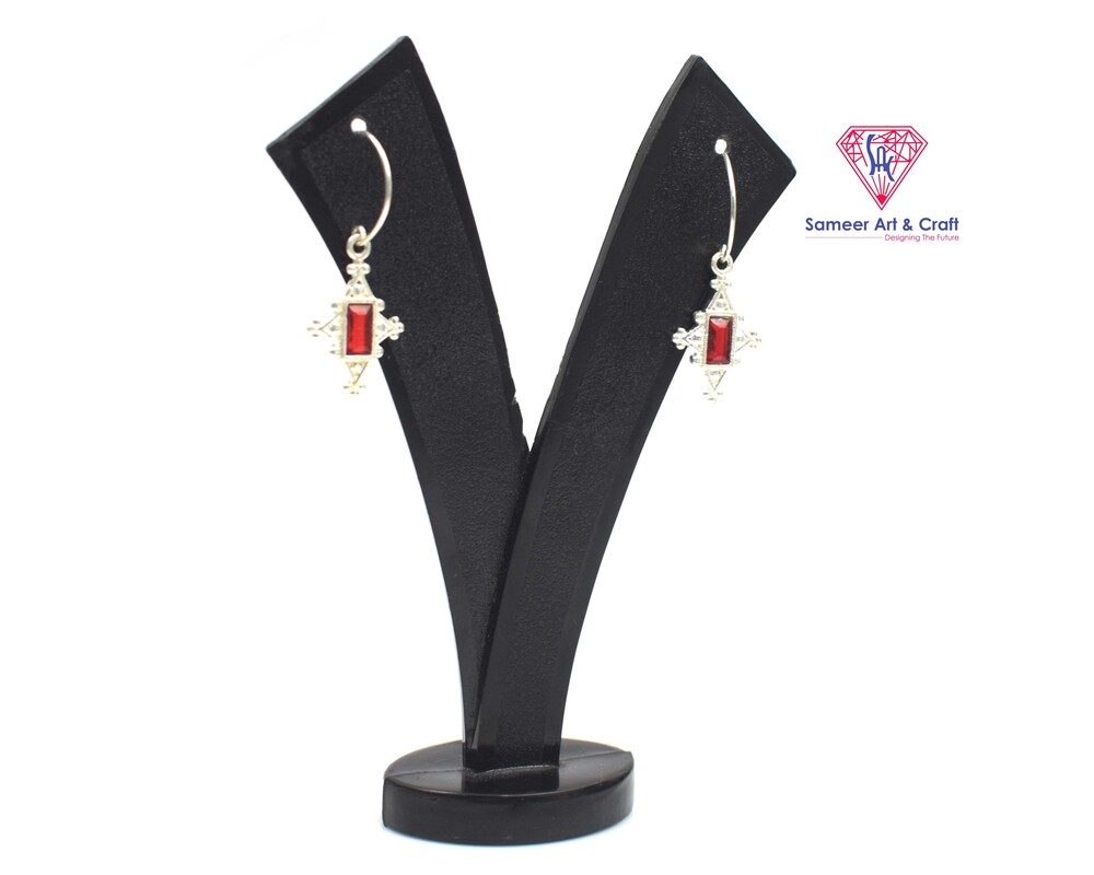 Cubic Zirconia Earring 925 Sterling Silver Fashionable Rectangle Shape