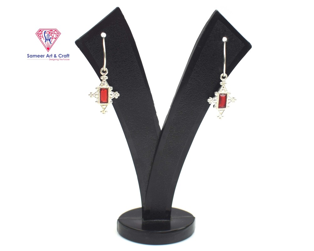 Cubic Zirconia Earring 925 Sterling Silver Fashionable Rectangle Shape