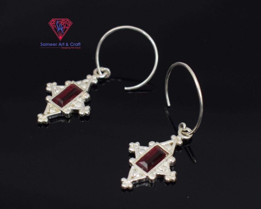 Cubic Zirconia Earring 925 Sterling Silver Fashionable Rectangle Shape