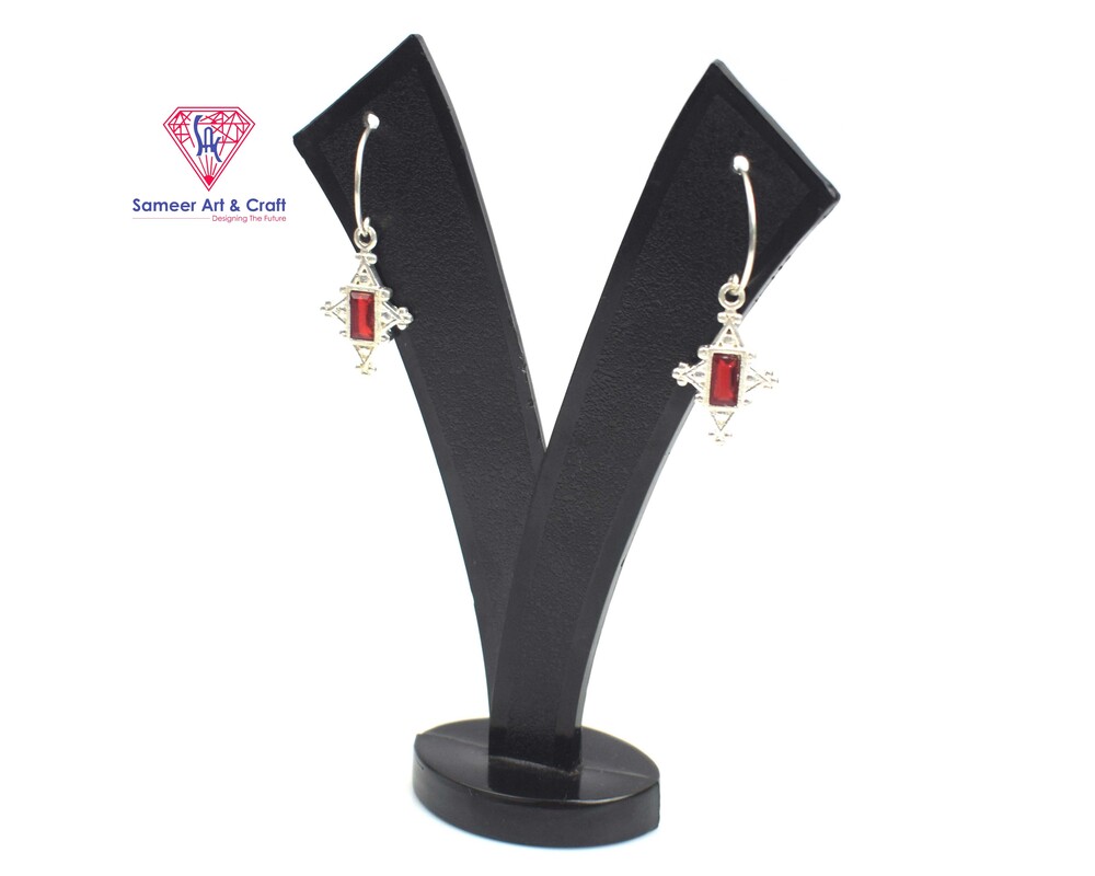 Cubic Zirconia Earring 925 Sterling Silver Fashionable Rectangle Shape