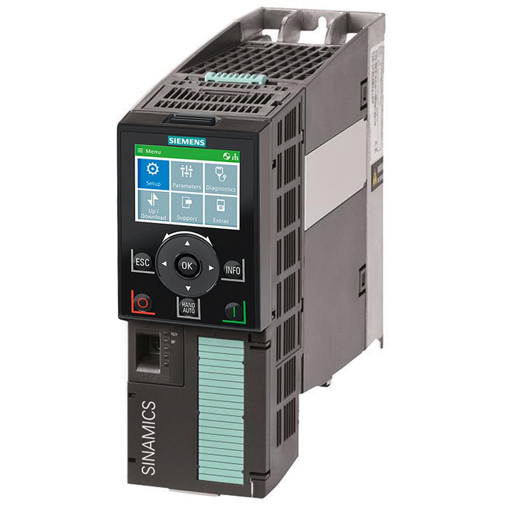 Siemens Vfd 6sl3210-1ke13-2ub2 - Plastic And Metal, 206x73x196mm, Grey And Black | 3kw, 3-phase Ac Output, Integrated Braking Chopper, Screw Terminal Connection, Modbus Rtu Communication