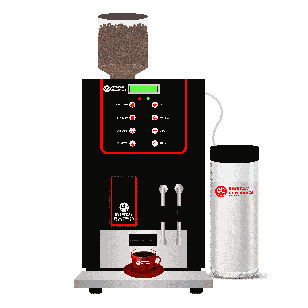 Bean To Cup Coffee Vending Machine - Stainless Steel, Automatic, 220-240 Volt | Sleek Black & Silver Design For Commercial Use, Warranty Included