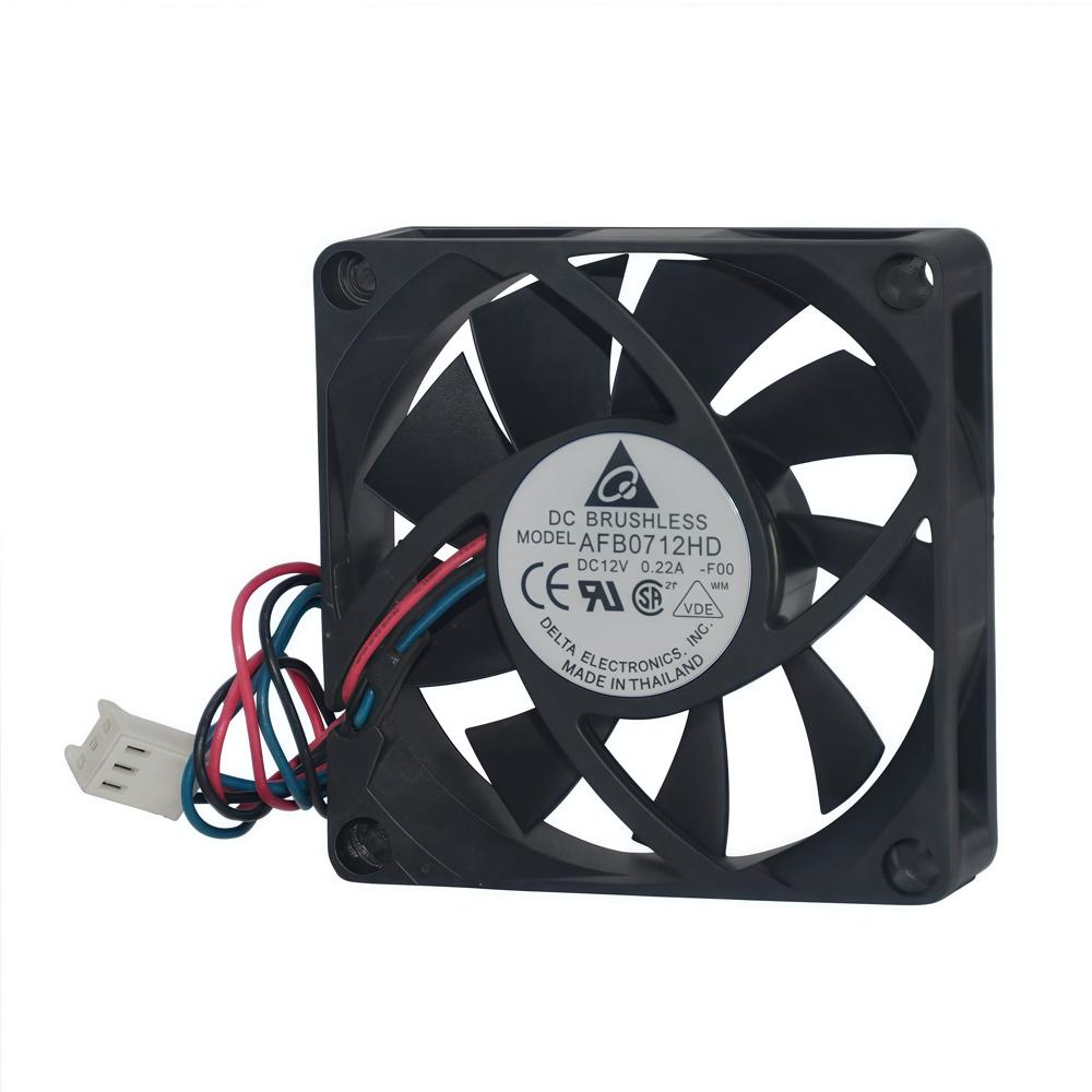 Delta AFB0712HD 7020mm 7cm 12V 0.22A 3-Wire Industrial Inverter Fan Double Ball Bearing Cooling Fan